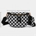 Checkered Crossbody Bag for Women, Black White Crescent Shoulder Purse with Wide Adjustable Strap, Zipper Closure, Mini Pouch, Daily Travel Fashion Bag Model 296-1 Checkered Crossbody Bag for Women, Black White Crescent Shoulder Purse with Wide Adjustable Strap, Zipper Closure, Mini Pouch, Daily Travel Fashion Bag Model 296-1