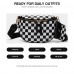 Checkered Crossbody Bag for Women, Black White Crescent Shoulder Purse with Wide Adjustable Strap, Zipper Closure, Mini Pouch, Daily Travel Fashion Bag Model 296-1 Checkered Crossbody Bag for Women, Black White Crescent Shoulder Purse with Wide Adjustable Strap, Zipper Closure, Mini Pouch, Daily Travel Fashion Bag Model 296-1