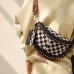 Checkered Crossbody Bag for Women, Crescent Plaid Shoulder Purse with Adjustable Strap, Zipper Closure, Mini Card Pouch, Studded Fashion Bag for Daily Travel Model 389-P Checkered Crossbody Bag for Women, Crescent Plaid Shoulder Purse with Adjustable Strap, Zipper Closure, Mini Card Pouch, Studded Fashion Bag for Daily Travel Model 389-P