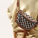Checkered Crossbody Bag for Women, Crescent Plaid Shoulder Purse with Adjustable Strap, Zipper Closure, Mini Card Pouch, Studded Fashion Bag for Daily Travel Model 389-P Checkered Crossbody Bag for Women, Crescent Plaid Shoulder Purse with Adjustable Strap, Zipper Closure, Mini Card Pouch, Studded Fashion Bag for Daily Travel Model 389-P
