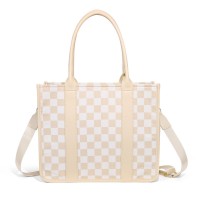 Checkered Tote Bag for Women, Beige Plaid Crossbody Handbag with Top Handles, Adjustable Shoulder Strap, Large Capacity Vegan Leather Purse for Work, Travel, Daily Use Model 458 Checkered Tote Bag for Women, Beige Plaid Crossbody Handbag with Top Handles, Adjustable Shoulder Strap, Large Capacity Vegan Leather Purse for Work, Travel, Daily Use Model 458