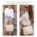 Checkered Tote Bag for Women, Beige Plaid Crossbody Handbag with Top Handles, Adjustable Shoulder Strap, Large Capacity Vegan Leather Purse for Work, Travel, Daily Use Model  458