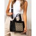  Checkered Crossbody Tote Bag for Women, Large Capacity Plaid Shoulder Handbag with Adjustable Strap, Zipper Pockets, Top Handles, Black/Brown Daily Travel Purse Model D-P