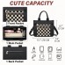  Checkered Crossbody Tote Bag for Women, Large Capacity Plaid Shoulder Handbag with Adjustable Strap, Zipper Pockets, Top Handles, Black/Brown Daily Travel Purse Model D-P