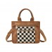  Checkered Crossbody Tote Bag for Women, Large Capacity Plaid Shoulder Handbag with Adjustable Strap, Zipper Pockets, Top Handles, Black/Brown Daily Travel Purse Model D-P