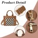  Checkered Crossbody Tote Bag for Women, Large Capacity Plaid Shoulder Handbag with Adjustable Strap, Zipper Pockets, Top Handles, Black/Brown Daily Travel Purse Model D-P