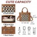  Checkered Crossbody Tote Bag for Women, Large Capacity Plaid Shoulder Handbag with Adjustable Strap, Zipper Pockets, Top Handles, Black/Brown Daily Travel Purse Model D-P