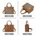  Checkered Crossbody Tote Bag for Women, Large Capacity Plaid Shoulder Handbag with Adjustable Strap, Zipper Pockets, Top Handles, Black/Brown Daily Travel Purse Model D-P