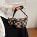 Checkered Shoulder Bag for Women, Small Crossbody Purse with Adjustable Strap, Mini Plaid Handbag with Zipper, Coin Pouch, Black Brown Fashion Bag for Daily Use, Travel, Shopping Model 248-P