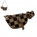 Checkered Shoulder Bag for Women, Small Crossbody Purse with Adjustable Strap, Mini Plaid Handbag with Zipper, Coin Pouch, Black Brown Fashion Bag for Daily Use, Travel, Shopping Model 248-P