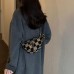 Checkered Shoulder Bag for Women, Small Crossbody Purse with Adjustable Strap, Mini Plaid Handbag with Zipper, Coin Pouch, Black Brown Fashion Bag for Daily Use, Travel, Shopping Model 248-P