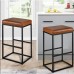 2 PCS Square Bar Stool Set with PU Leather Cushion 30" Counter & Bar Height Heavy-Duty Metal Frame, Footrest, Non-Slip Feet  for Kitchen Island & Home Bar