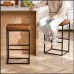 2 PCS Square Bar Stool Set with PU Leather Cushion 30" Counter & Bar Height Heavy-Duty Metal Frame, Footrest, Non-Slip Feet  for Kitchen Island & Home Bar