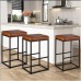2 PCS Square Bar Stool Set with PU Leather Cushion 30" Counter & Bar Height Heavy-Duty Metal Frame, Footrest, Non-Slip Feet  for Kitchen Island & Home Bar