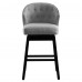 2PC Bar Stools Set, 360-Degree Swivel Kitchen Bar Stools with Solid Wooden Legs, Backrest (Grey) - UC-5G