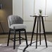 2PC Bar Stools Set, 360-Degree Swivel Kitchen Bar Stools with Solid Wooden Legs, Backrest (Grey) - UC-5G