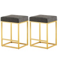 24 inch Bar Stool, PU Faux Leather Bar Stool with Footrest for Home, Kitchen Counter, Bar (Set of 2) - 2201018