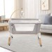 Multifunctional Baby Bedside Bassinet Sleeper Easy Folding Portable Crib with Solid Wood Legs