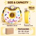 Donut Water Bottle, 380 mL Straw Cup with Strap, Yellow