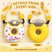 Donut Water Bottle, 380 mL Straw Cup with Strap, Yellow