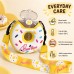 Donut Water Bottle, 380 mL Straw Cup with Strap, Yellow