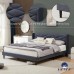 HOTOO Upholstered Platform Bed Frame, Queen Size Bed with Wood Frame, Linen Fabric Headboard, No Box Spring Required (Queen Size) - LV01-Q