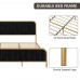 Queen Size Metal Bed Frame with Upholstered Headboard & Footboard, Gold and Black Modern Platform Bed, No Box Spring Needed, Noise-Free Sturdy Steel Slats – HOS-UP-053Q