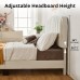 Queen Size Bed Frame, Upholstered Velvet Platform Bed with Adjustable Headboard, Wood Slat Support, No Box Spring Needed (White) - USAN1051340-1