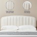 Queen Size Bed Frame, Upholstered Velvet Platform Bed with Adjustable Headboard, Wood Slat Support, No Box Spring Needed (White) - USAN1051340-1