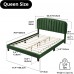 Queen Size Bed Frame, Upholstered Velvet Platform Bed with Adjustable Headboard, Wood Slat Support, No Box Spring Needed (Green) - USAN1051340-11