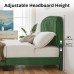 Queen Size Bed Frame, Upholstered Velvet Platform Bed with Adjustable Headboard, Wood Slat Support, No Box Spring Needed (Green) - USAN1051340-11