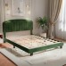 Queen Size Bed Frame, Upholstered Velvet Platform Bed with Adjustable Headboard, Wood Slat Support, No Box Spring Needed (Green) - USAN1051340-11