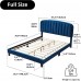 Full Size Bed Frame, Upholstered Velvet Platform Bed with Adjustable Headboard, Wood Slat Support, No Box Spring Needed (Blue) - USAN1051340-7