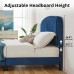 Full Size Bed Frame, Upholstered Velvet Platform Bed with Adjustable Headboard, Wood Slat Support, No Box Spring Needed (Blue) - USAN1051340-7