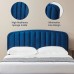 Full Size Bed Frame, Upholstered Velvet Platform Bed with Adjustable Headboard, Wood Slat Support, No Box Spring Needed (Blue) - USAN1051340-7