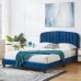 Full Size Bed Frame, Upholstered Velvet Platform Bed with Adjustable Headboard, Wood Slat Support, No Box Spring Needed (Blue) - USAN1051340-7