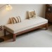 Solid Wood Sofa Bed, Folding Daybed Couch with Upholstered Cushion, Walnut Finish Beech Wood Frame, Convertible Guest Bed for Living Room, Small Apartment and Home Office, 202 cm