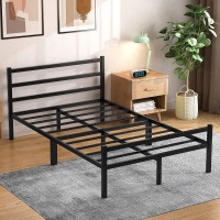 Mr IRONSTONE Full Size Bed Frame, 12.4" High Metal Platform Bed Frame with Headboard and Footboard, Storage, Non-Slip, No Box Spring Needed (Black) - BF04-F