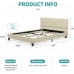 Upholstered Platform Bed Frame, Full Size Bed with Metal Frame, Linen Fabric Headboard, No Box Spring Required (Full Size)