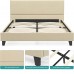 Upholstered Platform Bed Frame, Full Size Bed with Metal Frame, Linen Fabric Headboard, No Box Spring Required (Full Size)