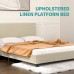 Upholstered Platform Bed Frame, Full Size Bed with Metal Frame, Linen Fabric Headboard, No Box Spring Required (Full Size)