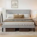 Queen Bed Frame, Grey Tufted Upholstered Platform Bed
