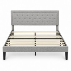 Queen Bed Frame, Grey Tufted Upholstered Platform Bed