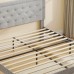 Queen Bed Frame, Grey Tufted Upholstered Platform Bed