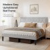 Queen Bed Frame, Grey Tufted Upholstered Platform Bed