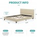 Upholstered Platform Bed Frame, Full Size Bed with Metal Frame, Linen Fabric Headboard, No Box Spring Required (Queen Size)