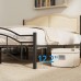 Queen Bed Frame, Metal Platform, Rattan-Style Headboard