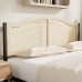 Queen Bed Frame, Metal Platform, Rattan-Style Headboard