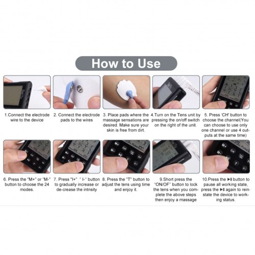 Belifu 4 Independent Channel TENS EMS Unit, 24 Modes,30 Level