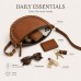 Studded Crescent Crossbody Bag for Women, Adjustable Shoulder Purse with Zip Top Closure, Brown Faux Leather Half Moon Handbag, 28 x 18 x 7 cm, Everyday Travel Shopping Bag Model 389